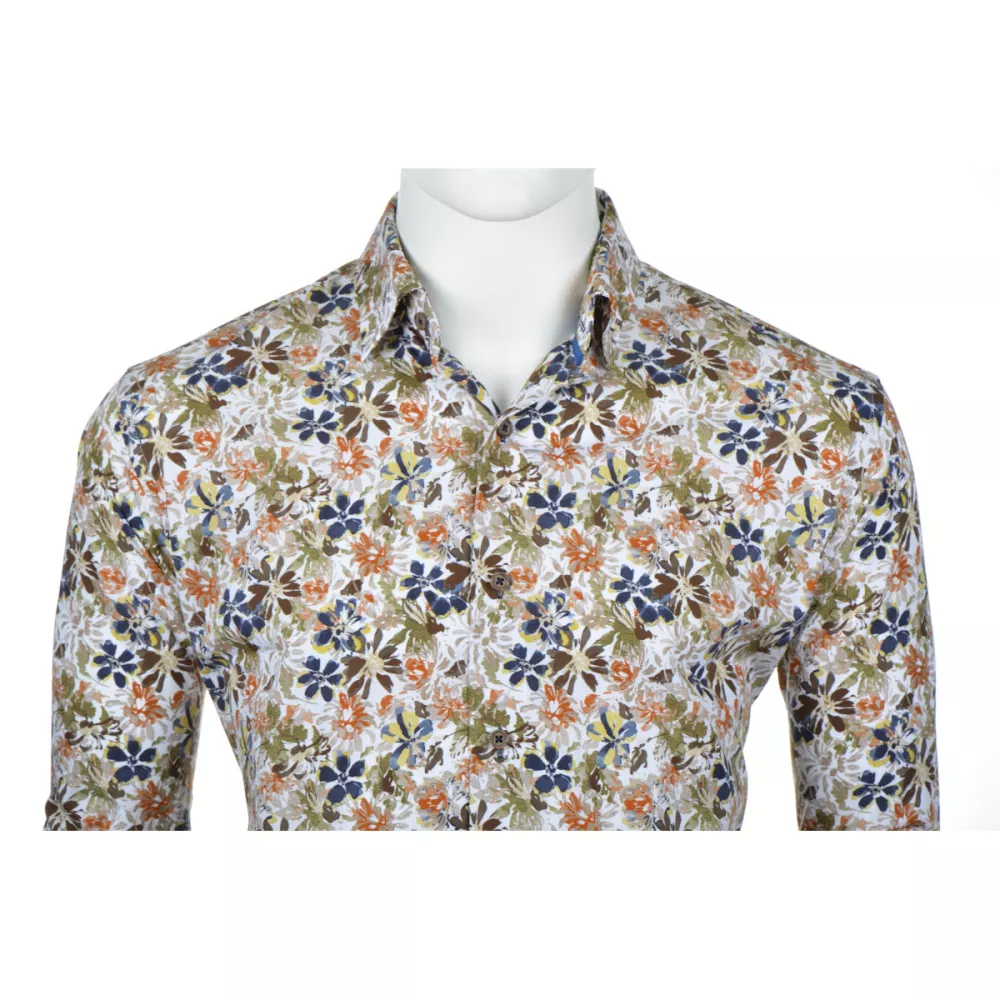 Chemise blanche manche longue imprimée fleurs de 2XL à 6XL-5XL
