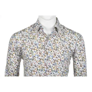 Chemise blanche motif floral manche longue de 2XL à 6XL