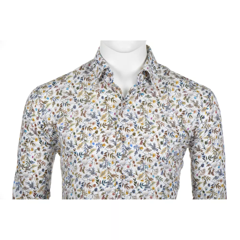 Chemise blanche motif floral manche longue de 2XL à 6XL-3XL