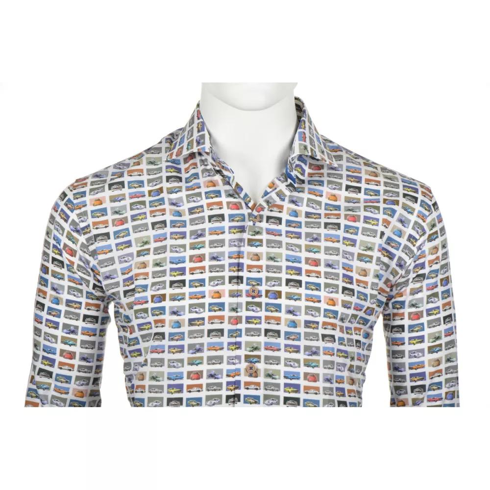 Chemise blanche manche longue imprimée voiture de 2XL à 6XL-5XL