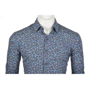 Chemise Eden Valley motif floral bleu marine