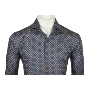 Chemise Eden Valley fleur géométrique bleu marine-6XL