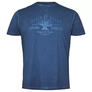 T-shirt effet délavé Mélange de bleu Denim WRKRS