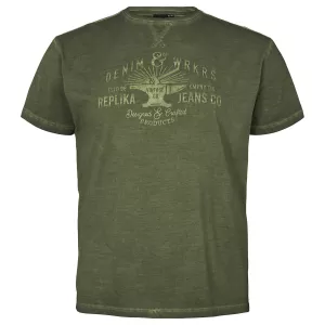 T-shirt effet délavé Mélange de vert Denim WRKRS-7XL