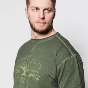 T-shirt effet délavé Mélange de vert Denim WRKRS-7XL