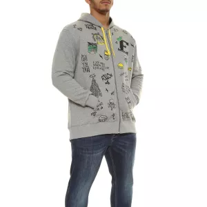Sweat zippé à capuche Mélange de gris clair imprimé smiley-6XL