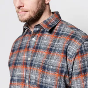 Chemise à carreaux Gris, marine et rouge manches longues-4XL