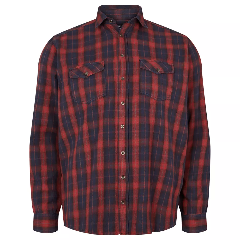 Chemise Replika Jeans carreaux marine bordeaux manche longue 4XL à 6XL-4XL