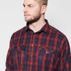 Chemise Replika Jeans carreaux marine bordeaux manche longue 4XL à 6XL-4XL