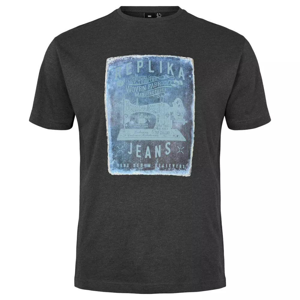 T-shirt Replika Jeans manche courte noir de 3XL à 6XL-5XL