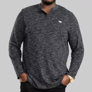 T-shirt col boutonné Mélange de gris foncé manche longue 3XL à 5XL-4XL