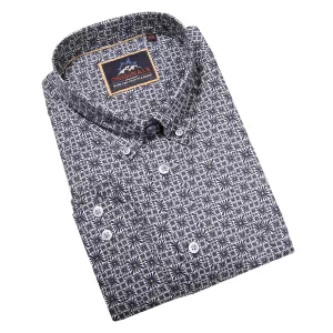 Chemise manche longue bleu marine petites fleurs 5XL et 6XL