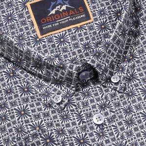 Chemise marguerite bleu marine manche longue-6XL