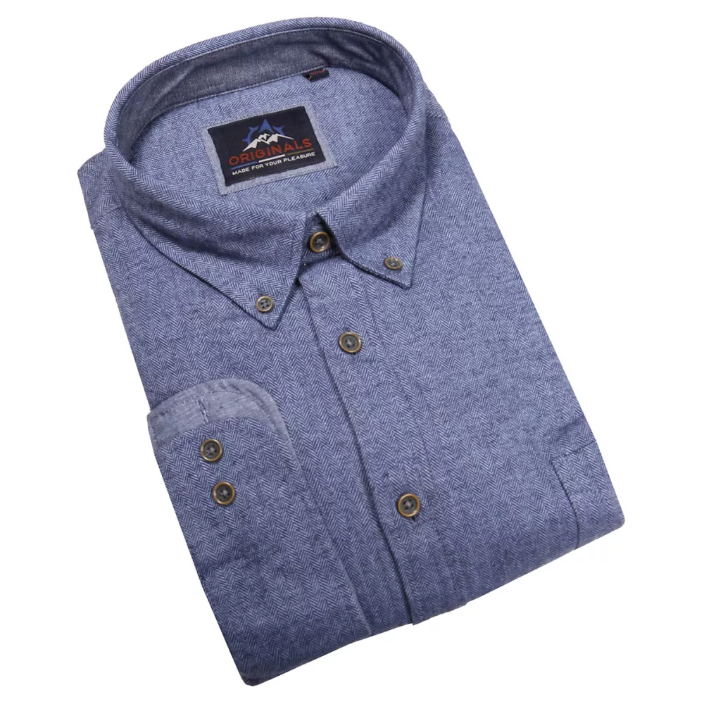 Chemise manche longue bleu denim de 2XL à 6XL-5XL
