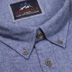 Chemise chevron bleu denim tissu épais stylé-5XL