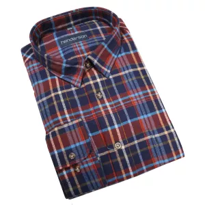 Chemise manche longue Carreaux  bordeaux, marine et ocre Flanelle de 2XL à 5XL