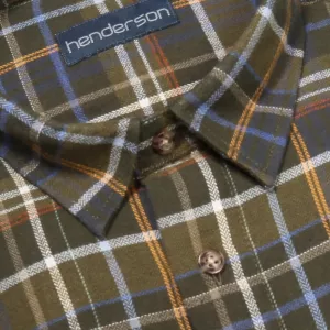 Chemise flanelle à Carreaux vert olive, ocre et bleu-3XL
