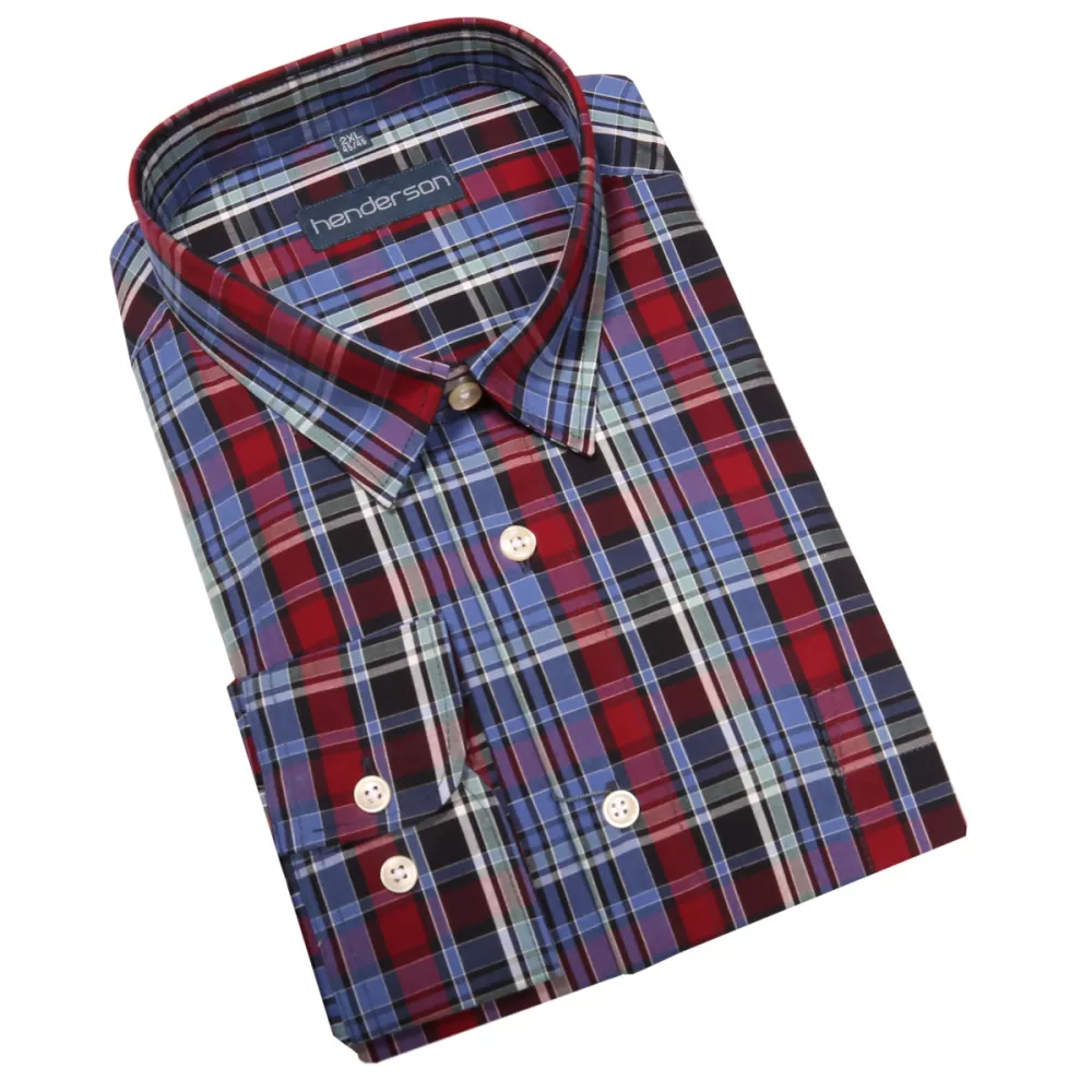 Chemise à petits carreaux bleu  rouge-3XL
