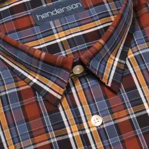 Chemise à petits Carreaux brique, bleu et ocre-3XL