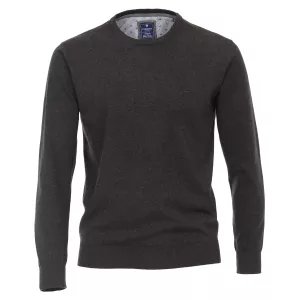 Pull Col rond manche longue gris foncé-5XL