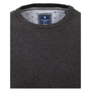 Pull Col rond manche longue gris foncé-4XL