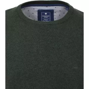 Pull Col rond manche longue vert foncé-6XL