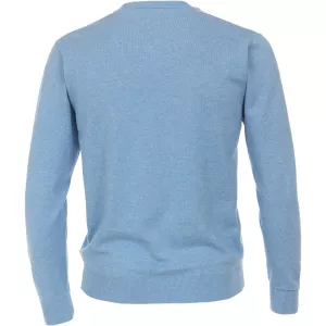 Pull Col en V manche longue bleu clair-4XL