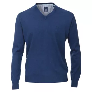Pull Col en V manche longue bleu atlantique