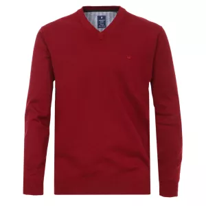 Pull Col en V manche longue bordeaux