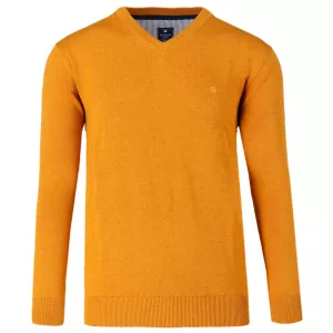 Pull Col en V manche longue ocre-3XL