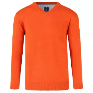 Pull Col en V manche longue orange-6XL