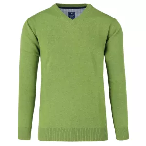 Pull Col en V manche longue vert prairie de 3XL à 6XL