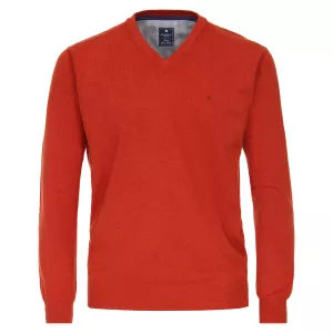 Pull Col en V manche longue terracotta-6XL