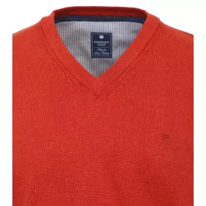 Pull Col en V manche longue terracotta-4XL