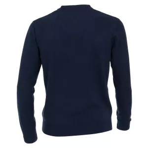 Pull Col en V manche longue bleu marine-4XL
