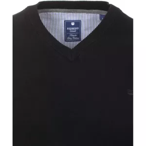 Pull Col en V manche longue noir-3XL