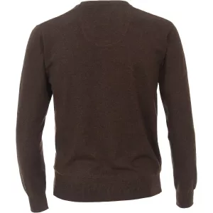 Pull Col en V manche longue Brun Foncé-4XL