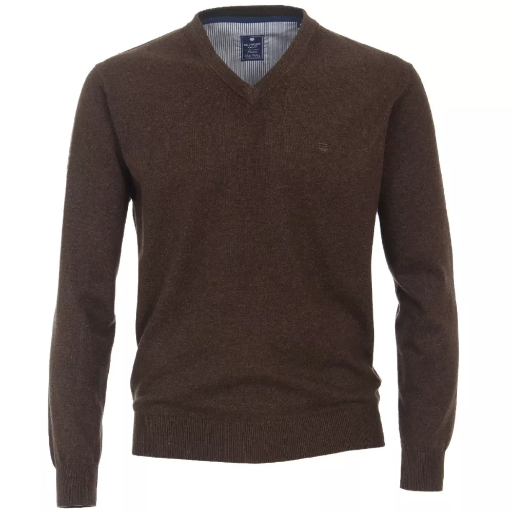 Pull Col en V manche longue Brun Foncé de 3XL à 6XL-5XL