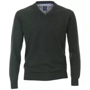 Pull Col en V manche longue vert foncé