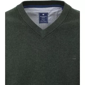 Pull Col en V manche longue vert foncé-3XL
