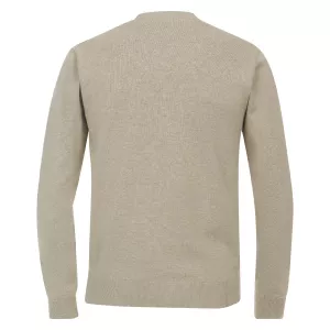 Pull Col en V manche longue Beige clair-4XL