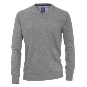 Pull Col en V manche longue gris clair de 3XL à 6XL