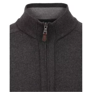 Pull Cardigan zippé gris foncé-5XL