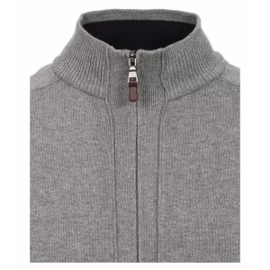 Pull Cardigan zippé gris clair-5XL