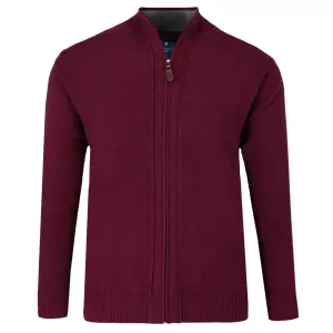 Pull Cardigan zippé bordeaux de 3XL à 6XL