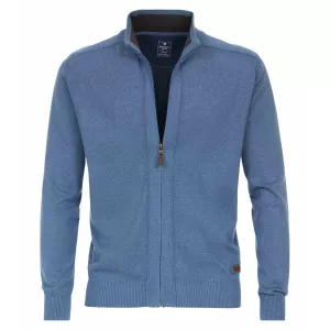 Pull Cardigan zippé bleu admiral de 3XL à 6XL