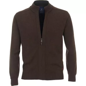 Pull Cardigan zippé Brun Foncé de 3XL à 6XL