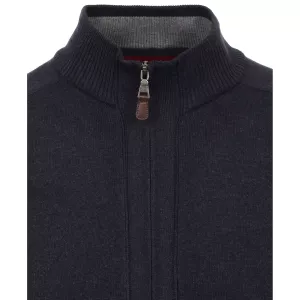 Pull Cardigan zippé bleu marine-6XL