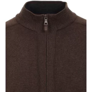 Pull Cardigan zippé Brun Foncé-4XL
