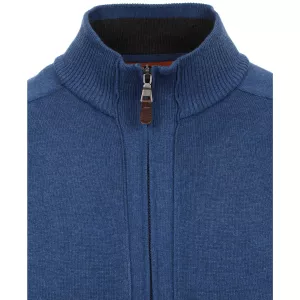 Pull Cardigan zippé bleu-6XL